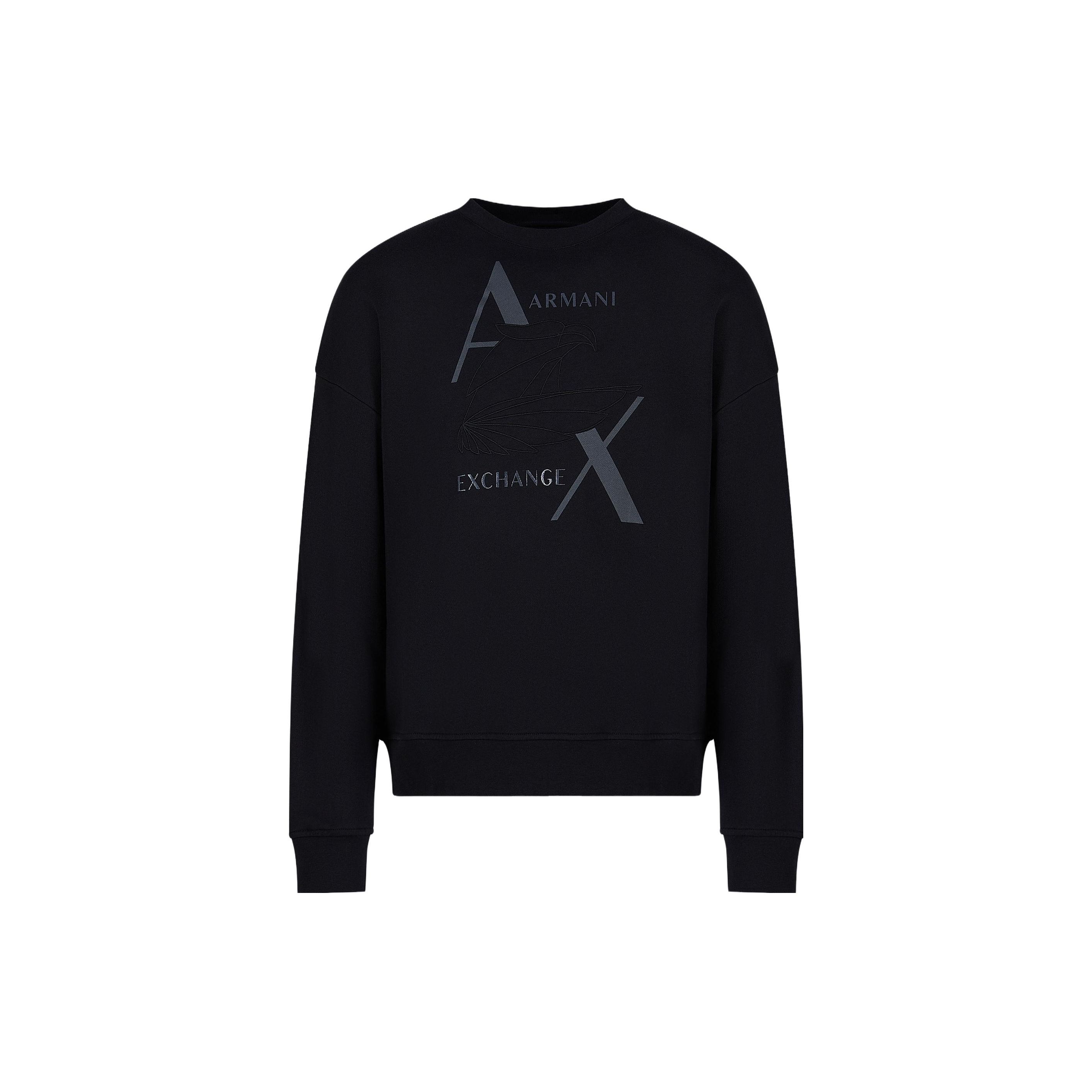 Sweatshirt à manches longues imprimé col rond coupe ample pour homme Armani Exchange Noir 6RZMAMZJ9KZ1200 M black