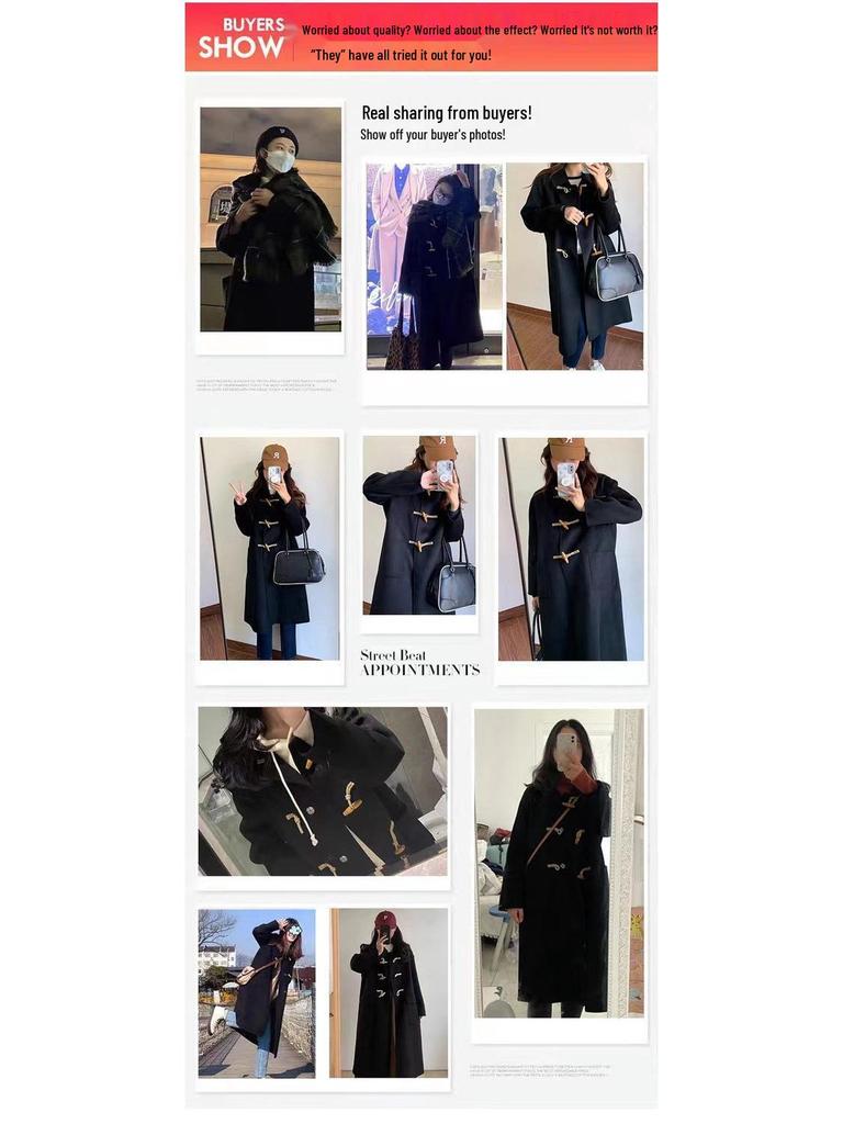 2025 Korean Style Petite Woolen Toggle Coat - Autumn/Winter Mid-Length Women's Outerwear