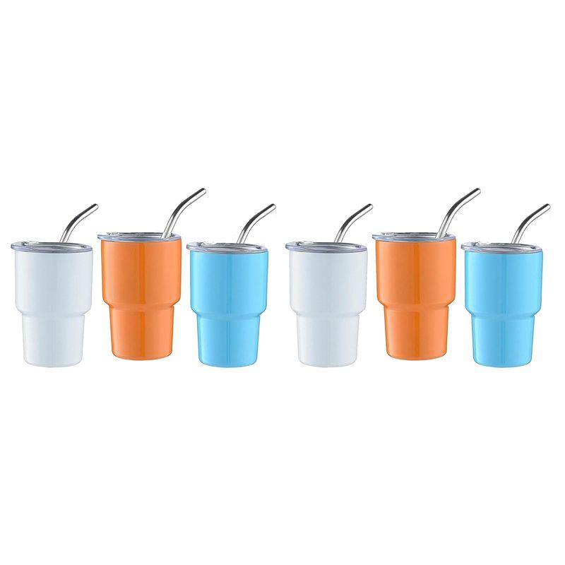 

ABUL-6Pack Mini Tumbler Shot Glass With Straw & Lid, Mini Tumbler Cups, Double Wall Tumbler Shot Glasses, 2Oz(C)