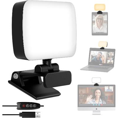 Lumière de vidéoconférence, lumière photo avec clip et câble USB, 120 LED et 3 modes d'éclairage, lumière de diffusion, lumière vidéo à intensité variable