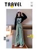 Korean Style 2024 Western-Style Two-Piece Letter Top and Overalls for Girls