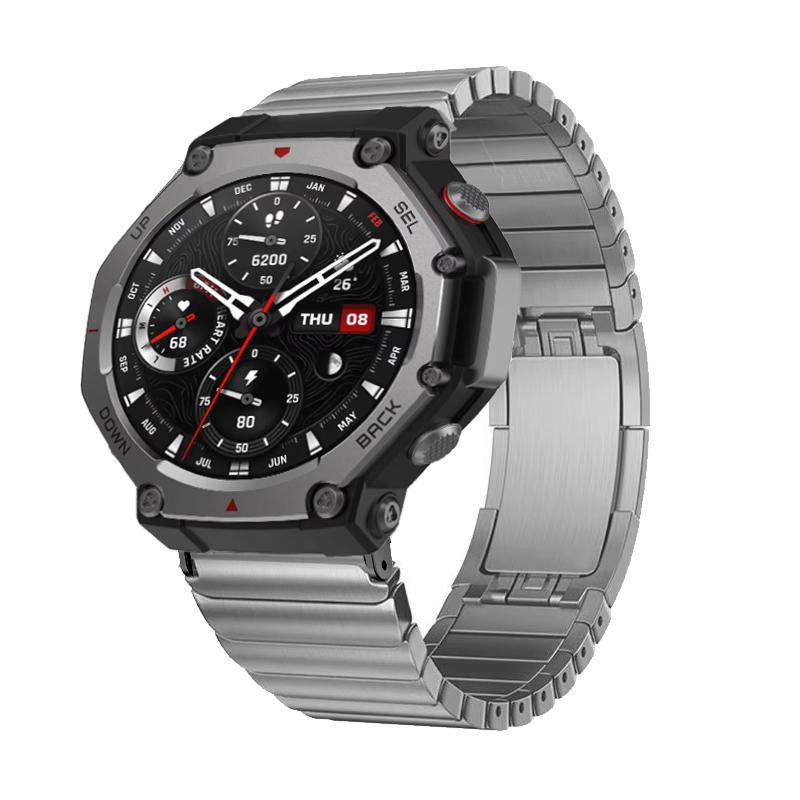 Luxusní kovový náramek pro chytré hodinky Amazfit T-Rex 3 Rychloupínací řemínek z nerezové oceli pro hodinky Huami Amazfit T rex 3 Pásek Correa