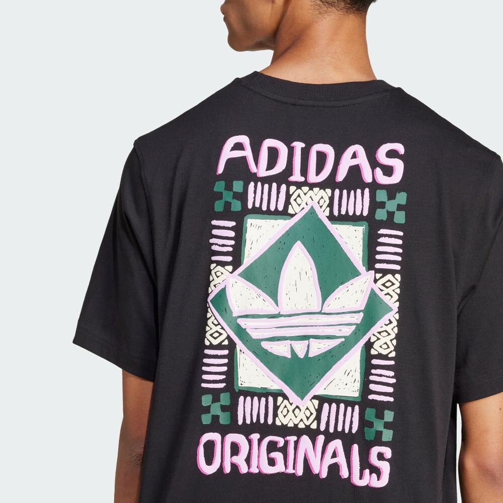 Adidas Originals Logo Print Crew Neck Straight Cut Short Sleeve T-Shirt Men Tops Black JC6537