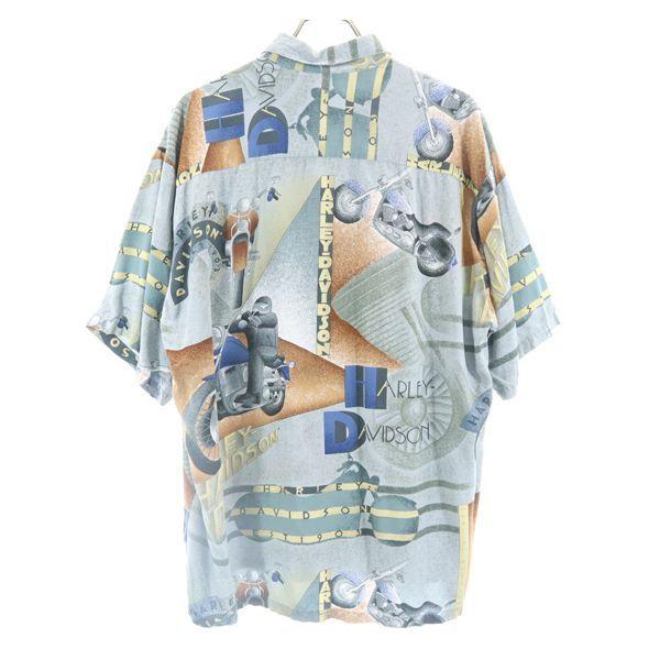 HARLEY DAVIDSON Made in USA Bike Pattern All-over pattern Short sleeve shirt Men's Used
