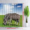 1pc Zebra Shower Curtain with 12 Hooks - Black-and-White Striking Zebra Design On Lush Green Field, 70. 87x70. 87 Inches, Polyes