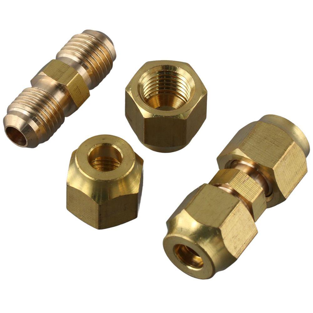 2 Pcs 1/4" Air-Conditioning Copper Pipe Butt Joint Extension Copper Pipe Joint Copper Pipe Quick Joint  Middle Flared Joint