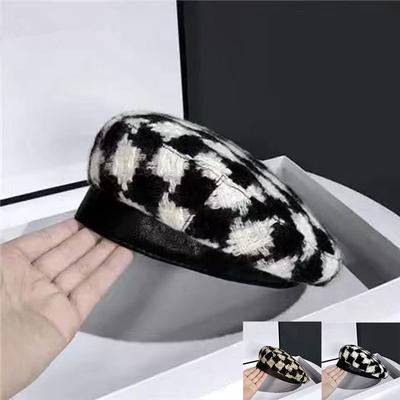Lattice Baskenmütze Hut Mode Slyte Winter Herbst für Frauen Retro Baskenmützen Cap Maler Hüte Freizeit Baskenmützen