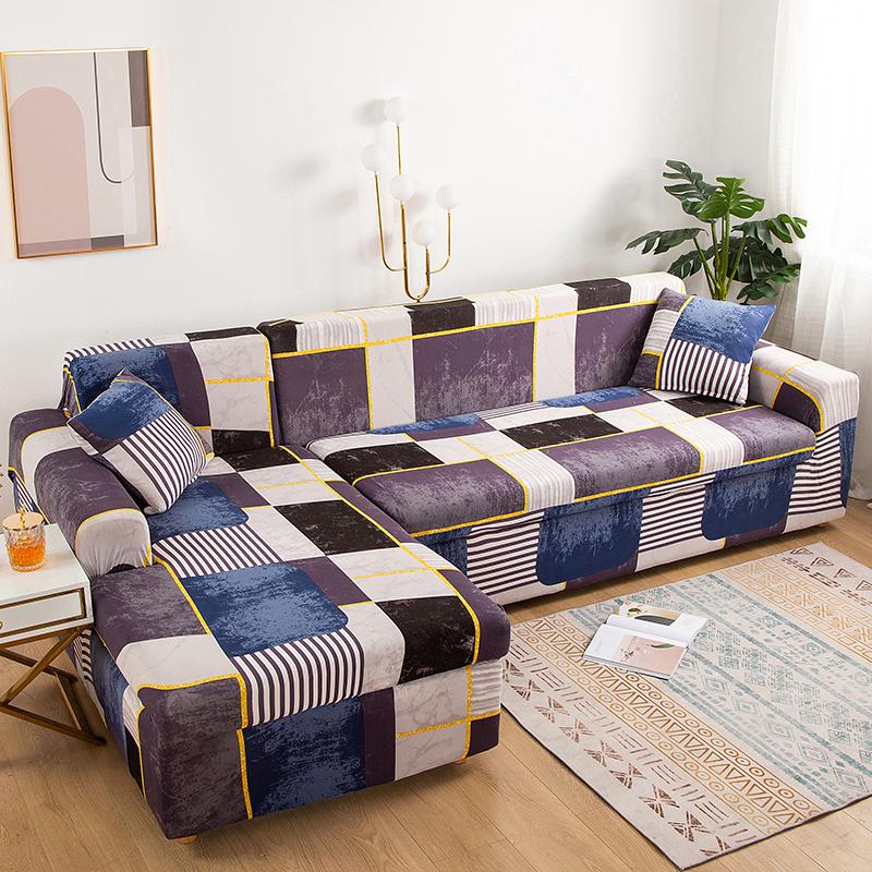 Geometric Printed Couch Cover Sofa Coverastic Slipcovers For Pets Chaselong Protector L Shape Anti-Dust Machine Washable 1Pc