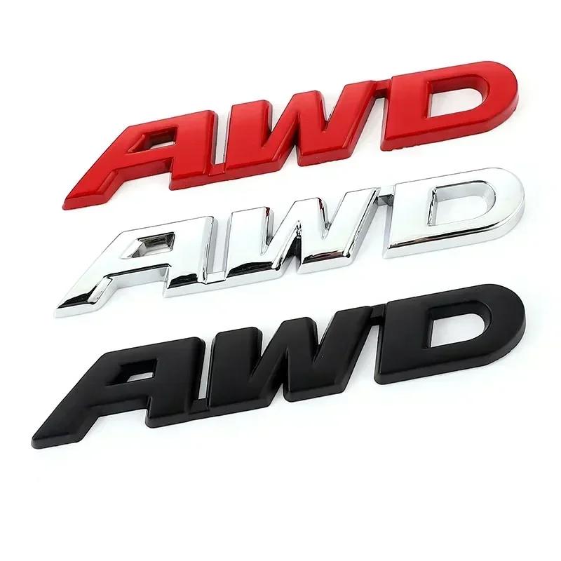 3D Metal AWD Letters Rear Trunk Fender Emblem Badge Sticker Decals For Honda CRV HRV Highlander Car Styling Accessories GI7