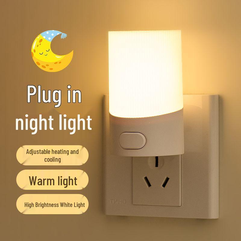 LED Night Light: Dual-Color Plug-In with Switch, Energy-Saving Bedside Lamp for Baby Eye Protection, Feeding, Sleep and Wake-Up.