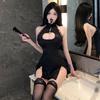 Night Crisp Erotic Underwear, Sexy Retro Hollowed-out Cheongsam, Hot Rear Mesh Perspective Temptation, Uniform Delivery 1672