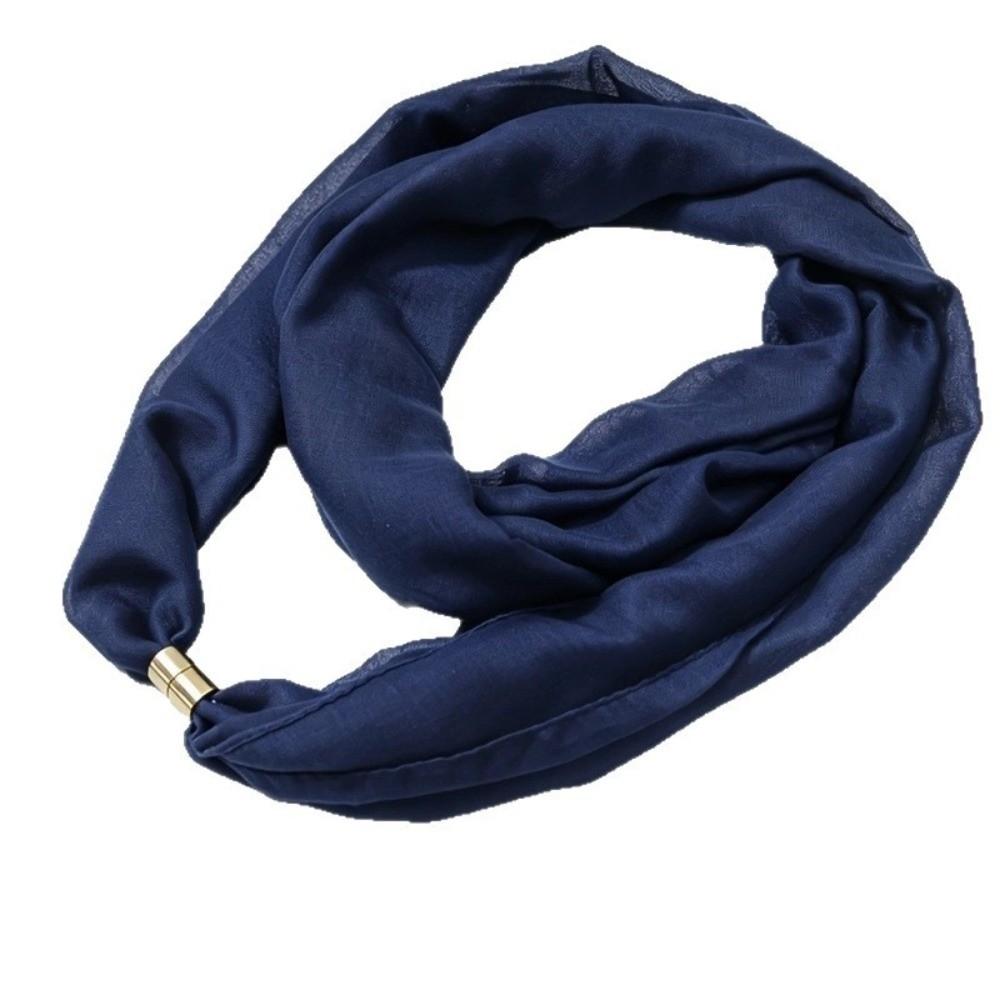 Magnet Clasp Neck Scarf French Style Silk Scarf Elegant Magnetic Buckle Scarf Spring