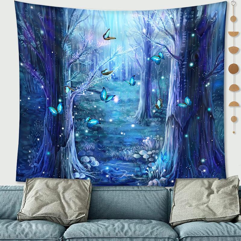 

Гобелен «Древо жизни» с водопадами и эльфами под старым заколдованным деревом, украшение лесной стены, настенная подвеска для спальни, гостиной, общежития 150*130cm, Wonderland