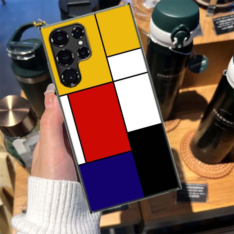 

TOPLBPCS Mondrian Grid Cases Phone Case for Samsung Galaxy S26 Ultra S25 Edge S24 S23 FE S21 Plus S20 S22 S10 Cover TPU Capa She Samsung S21 Ultra