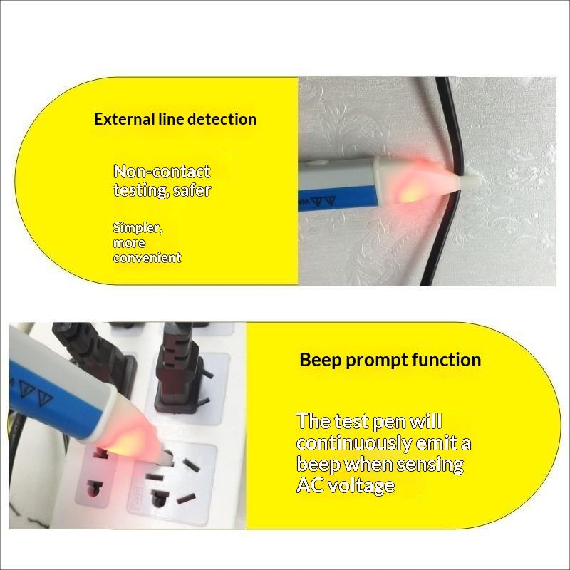 Non Contact AC Voltage Tester Pen 90-1000V Induction Detector Pocket Size for Home Outlet Wiring Inspection