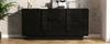 Wohnzimmer Sideboard (35 x 160 x 60 cm), Schrank mit 3 Türen, Hochglanz-Stauraum, 6 Regalfächer, Breit, Schwarz, Spanplatte, Leicht zu reinigen