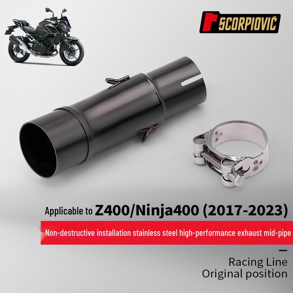 Stainless Steel Mid-Pipe & Muffler for Z400/Ninja 400 Motorcycle Modification