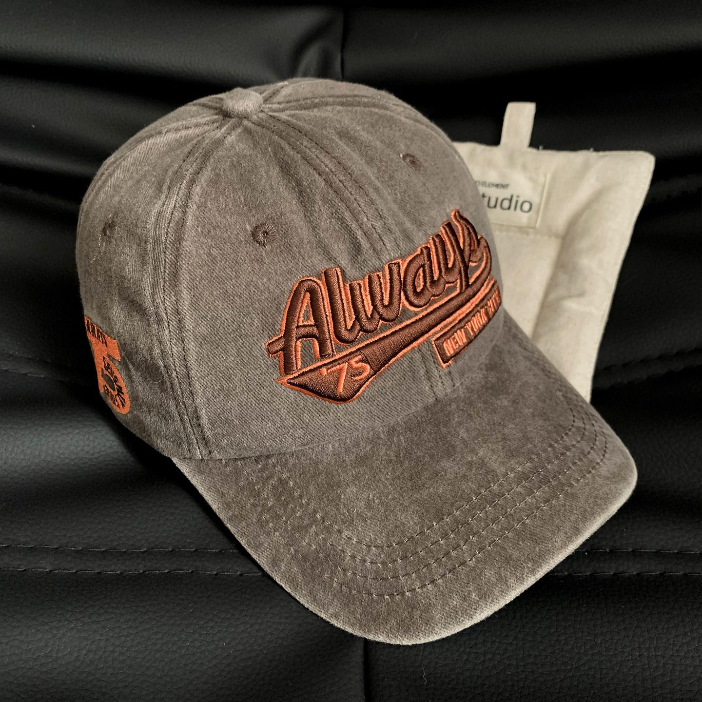 

Washed Cotton Baseball Cap Women Men Unisex Embroidered Letter Black Grey Wide Brim Dad Hat Casual Outdoor Sport Trucker Cap 56-60cm коричневий