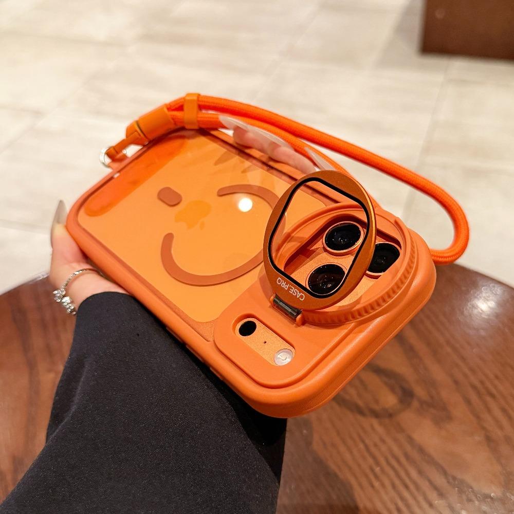 Transparent for Magsafe Lanyard Bracket Case for iPhone 17 16 15 14 Pro Max 12 13 11 Magnetic Hand Wrist Strap Stand Clear Cover