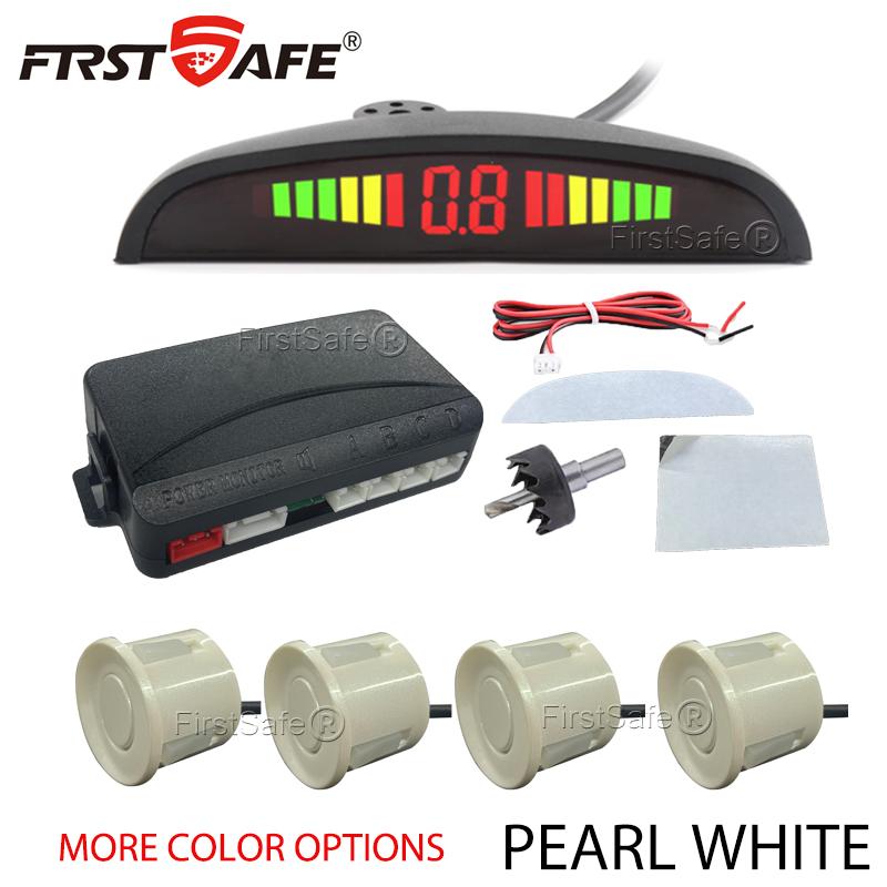 FirstSafe Car Parking Sensor Kit LED Display With 22mm 4 Sensors Radar Detector System Universal All Car