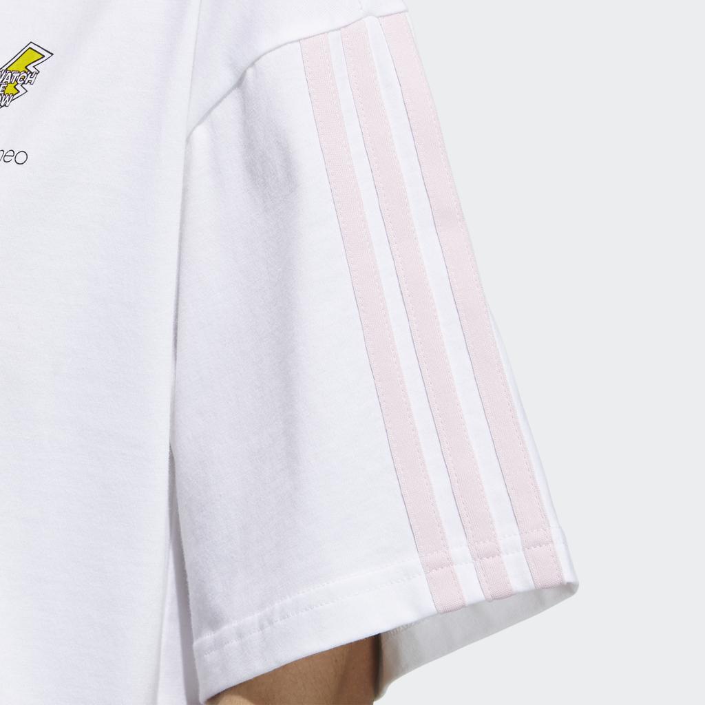 Adidas Neo W Fav May Tee 1 Casual Sports Striped Round Neck Short Sleeve T-Shirt Women Tops White GP7135