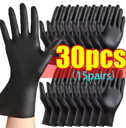 100/10Pcs Thickened Disposable Nitrile Gloves High Quality Black Car Cleaning Dusting Gloves Repair Work Gloves Auto Accessoires