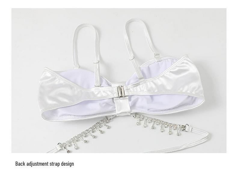 Women's Three-Piece Rhinestone Bikini Set: Sexy Push-Up, Tummy Control, Slimming Swimsuit for Vacation