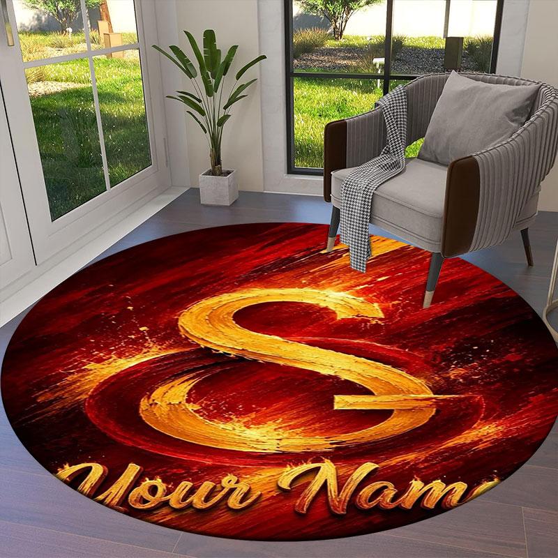 Galatasaray S Custom Name Round Area Rug,Carpet Rug for Living Room Bedroom Sofa Playroom Decor,Non-slip Floor Mat