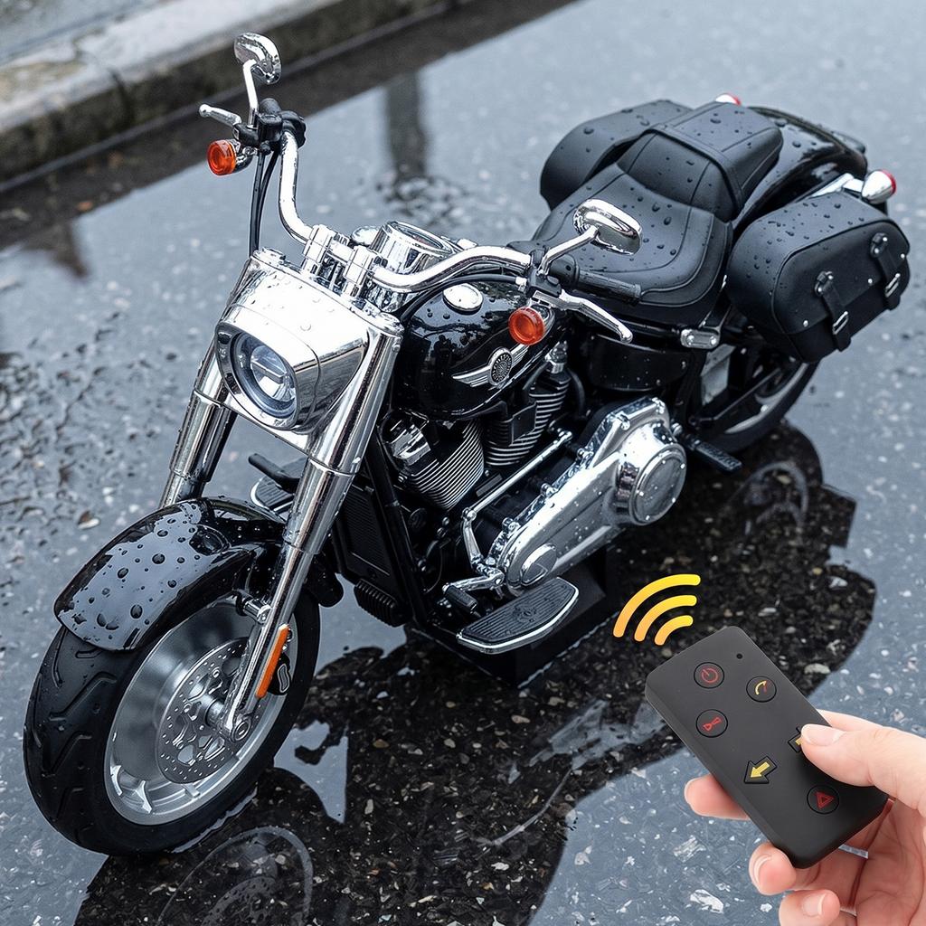 Remote Start Spray 1:6 Harley Davidson Softail Fat Boy American Motorcycle Alloy Metal Diecast Model Computer Desktop Ornaments