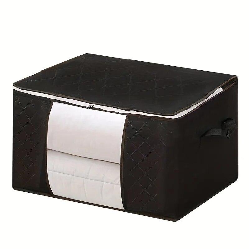 

1 шт. Сумка для хранения одеял из нетканого материала, Водонепроницаемая и влагостойкая сумка для хранения одежды большой вместимости, Сумка для упаковки одеял, H чёрный