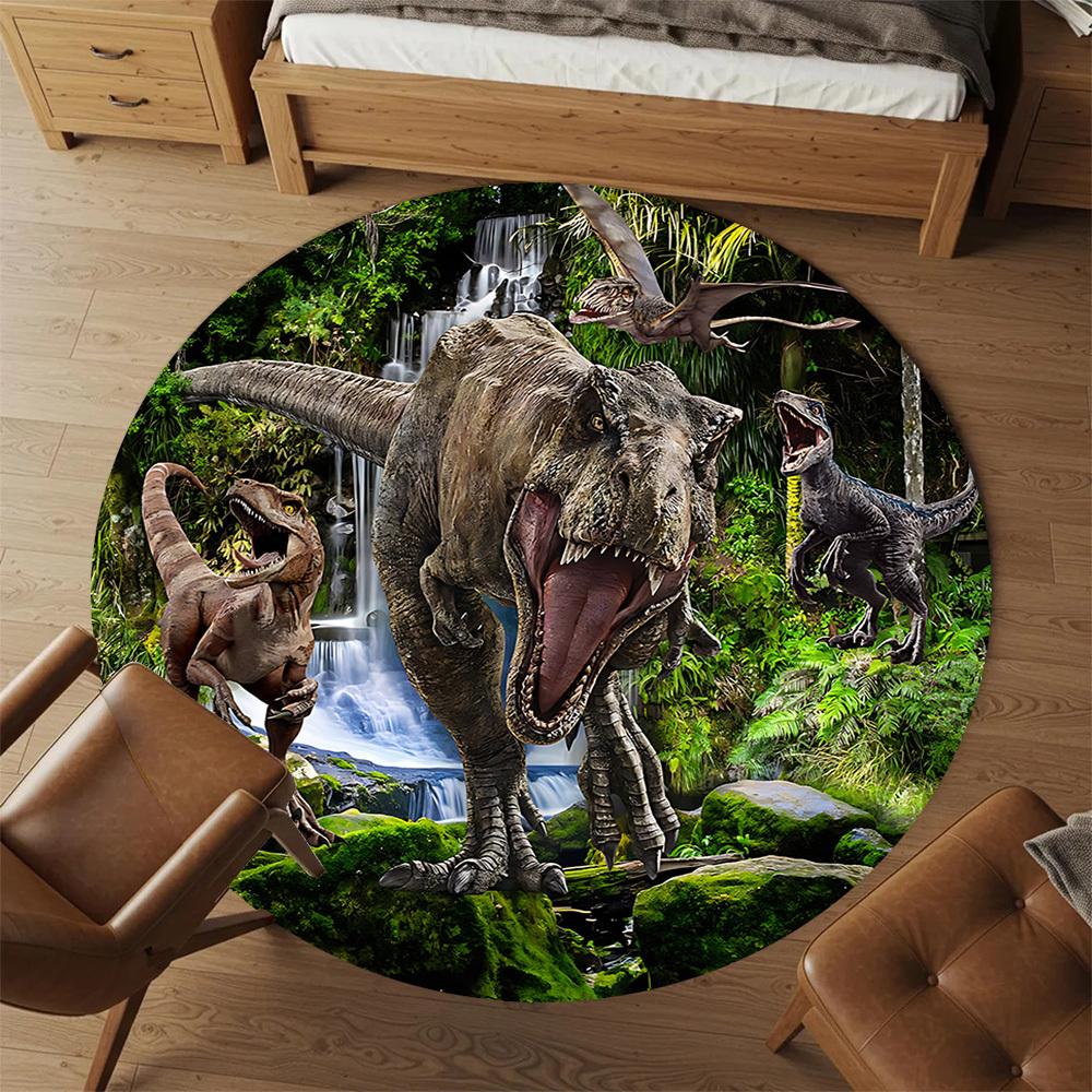 1pc dinosaur prehistoric Round Chair mat Area Rug - Non-Slip, Floor Mat for Office, Bedroom, and Indoor Decor c1125319