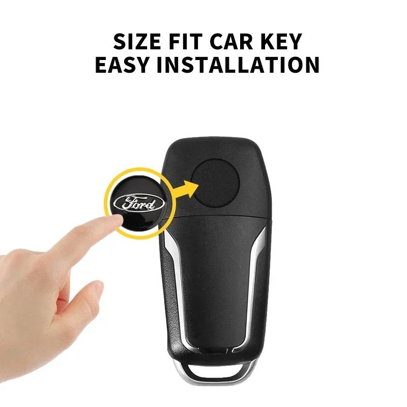 Naklejka Samochodowa Gorąca Do Forda 14mm/21mm Aluminiowa Naklejka z Emblematem na Obudowę Kluczyka Samochodowego Zdalnego Sterowania Do Forda S Max Ford Focus Mk2 Mk3 Fiesta Mk7 Mon