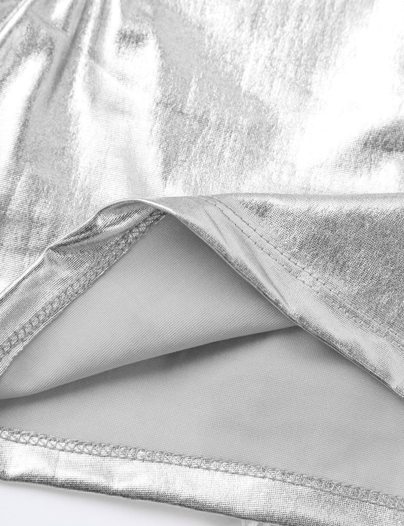 Girls Shiny Metallic Crop Tank Top Ballet Dance Jazz Hip Hop Performance Costumes