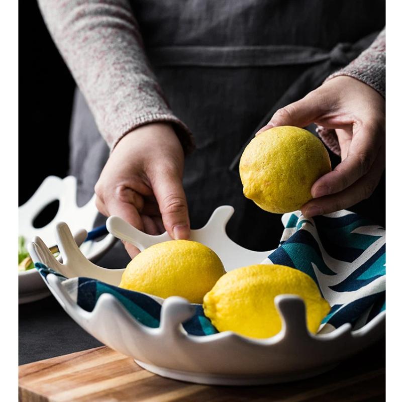 Creative White Irregular Ceramic Plates – Coral Shape Salad, Dessert & Dinner Porcelain Dish Set for Home Kitchen