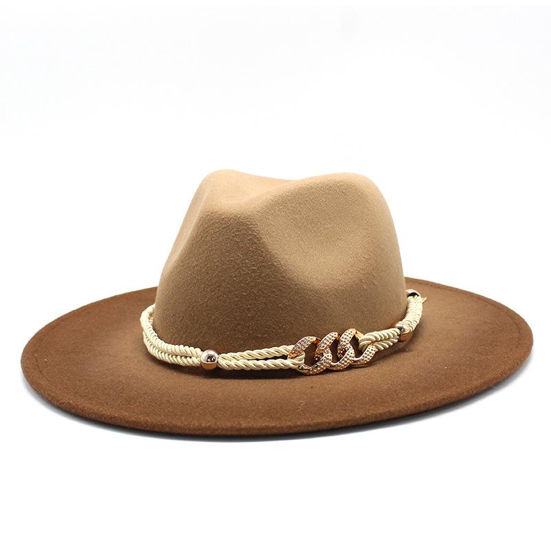 Spray Paint Gradual Change Color Woolen Top Hat Men'S And Women'S Straight Edge Jazz Hat