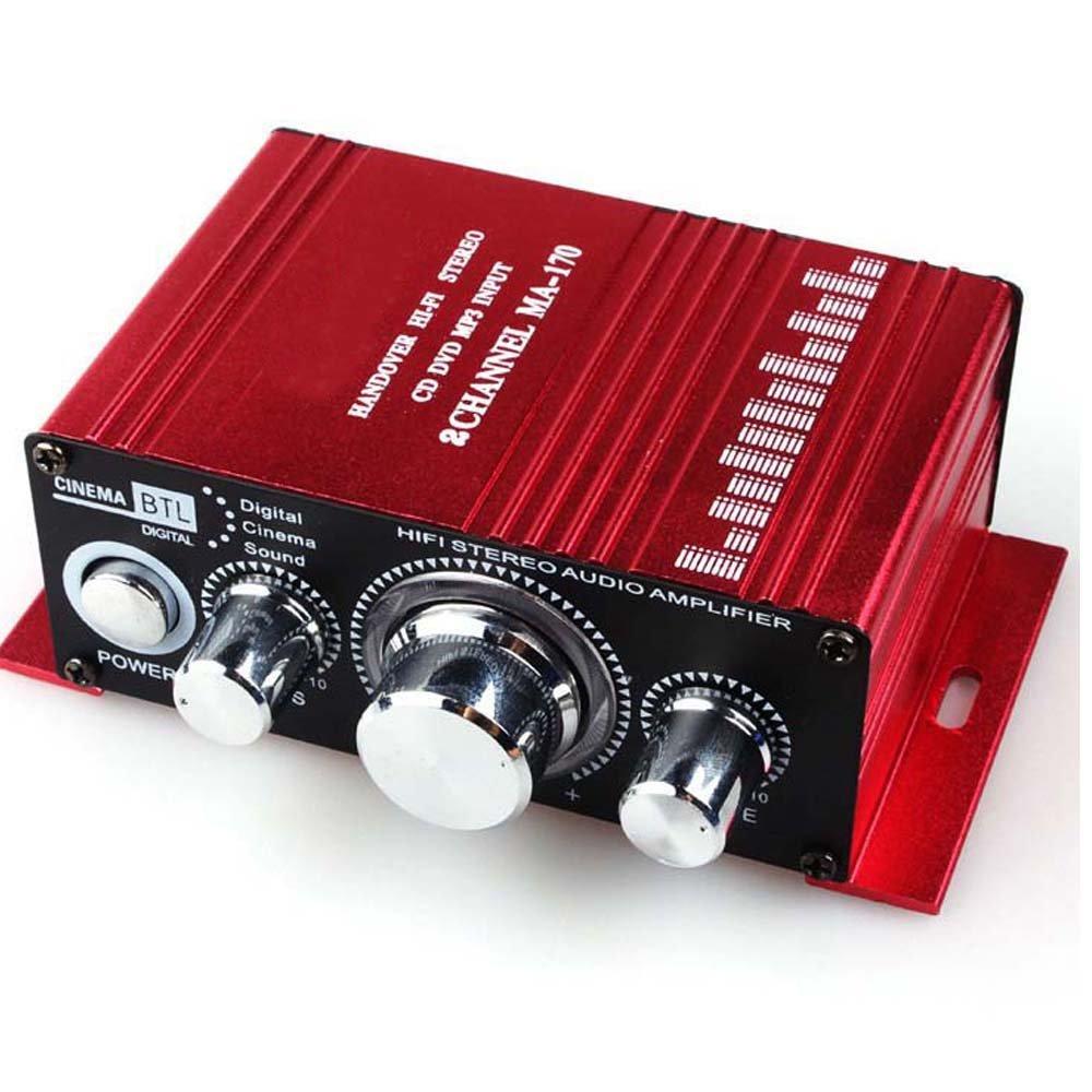 PolarLander MA170 Mini Small Amplifier Car Amplifier 2.0 20W Home Desktop Computer Amplifier HiFi Red