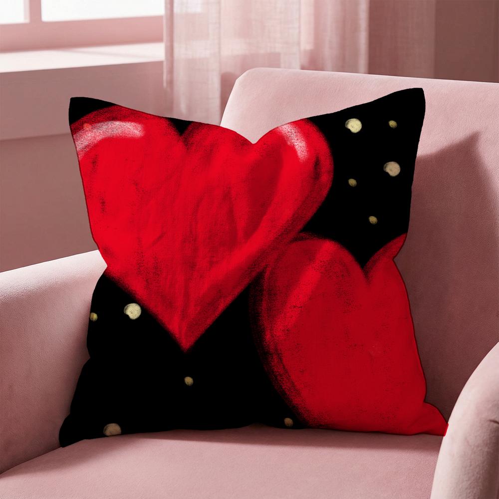 Valentine Red Heart Cushion Cover Multi-Scene Pillow Cover for Home & Car - Reversible, Soft & Durable for Daily Use