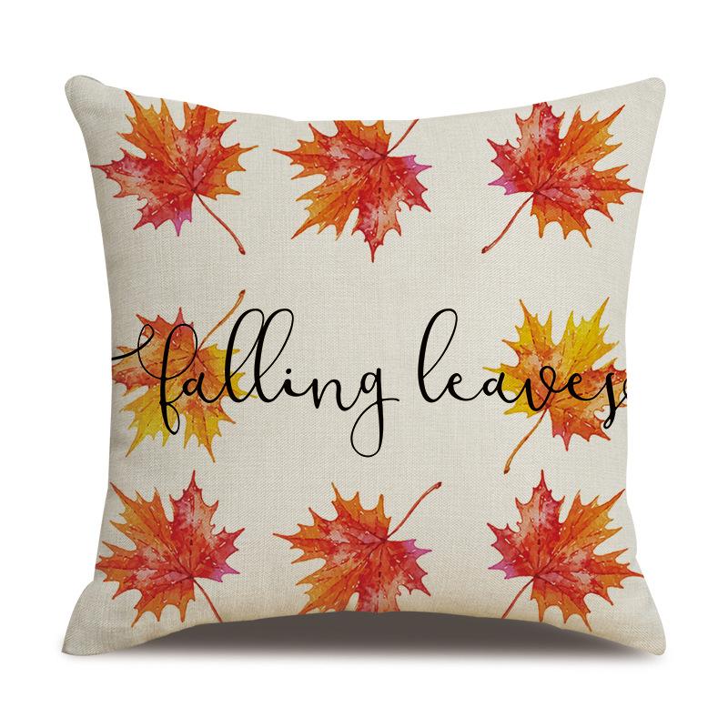 Thanksgiving Linen Pillowcase Autumn Pumpkin Print Pillow Cushion Cover