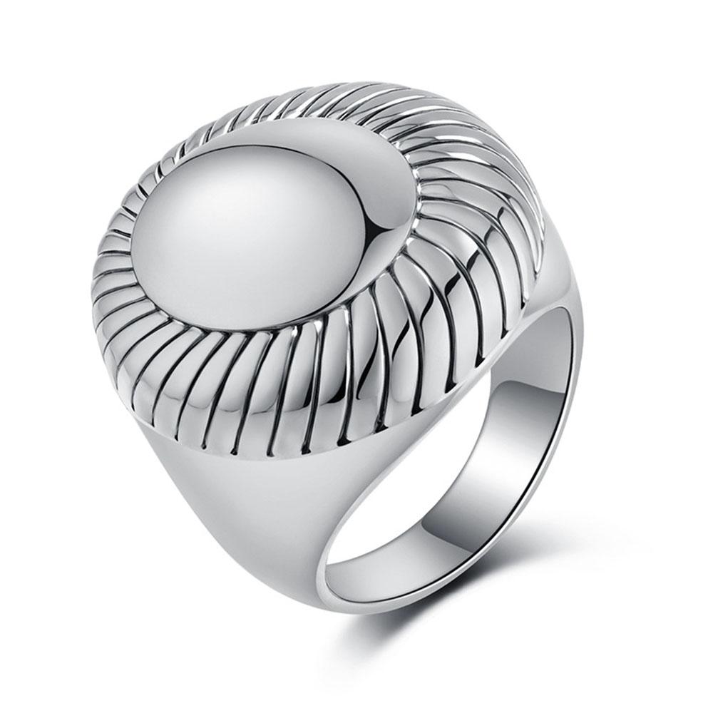 

Threaded Simple Exaggerated Temperament Advanced Design Titanium Steel Rings Fashionable Ladies Hand Jewelry 6 серебряный