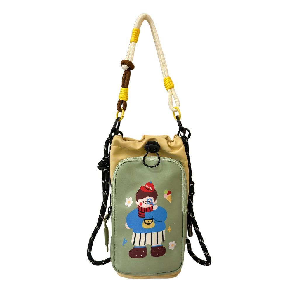 Cartoon Printed Water Bottle Bag Dopamine Style Lightweight Bag Trendy Phone Pouch Outdoor Travel