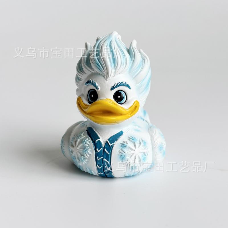 Creative Ice and Fire Collision Resin Cute Duck Resin Statue Small Ornament Home and Party Ornament