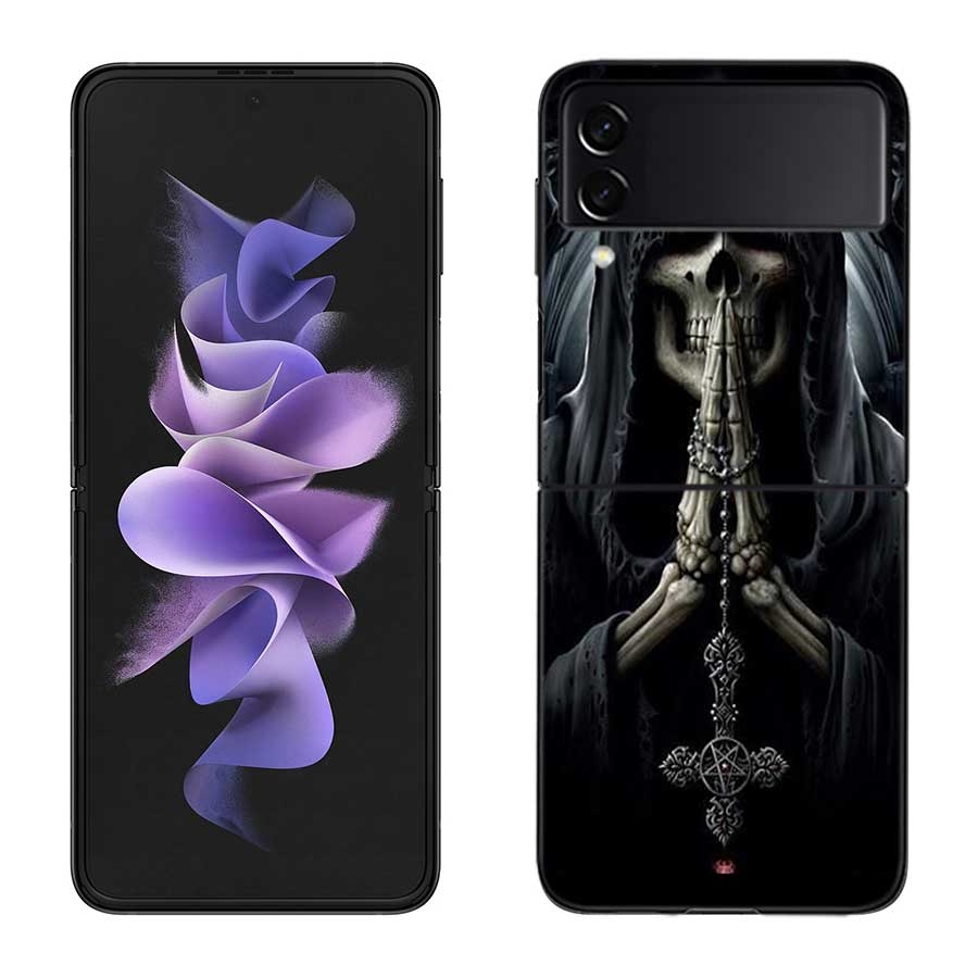 Grim Reaper Skull Skeleton Case for Samsung Galaxy Z Flip 6 Flip 5 4 3 5G Black Cell Phone Cover Samsung Z Flip 5 5G Luxury P