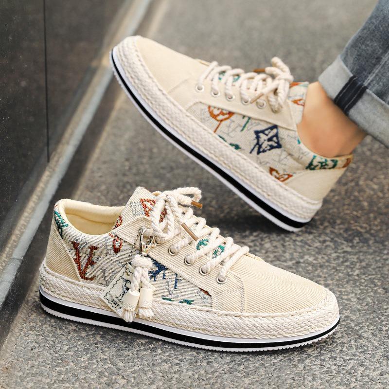 Canvas Shoes for Men Casual Lightweight Thin Breathable Corduroy Sneakers Versatile Old Beijing Cloth Shoes for Men