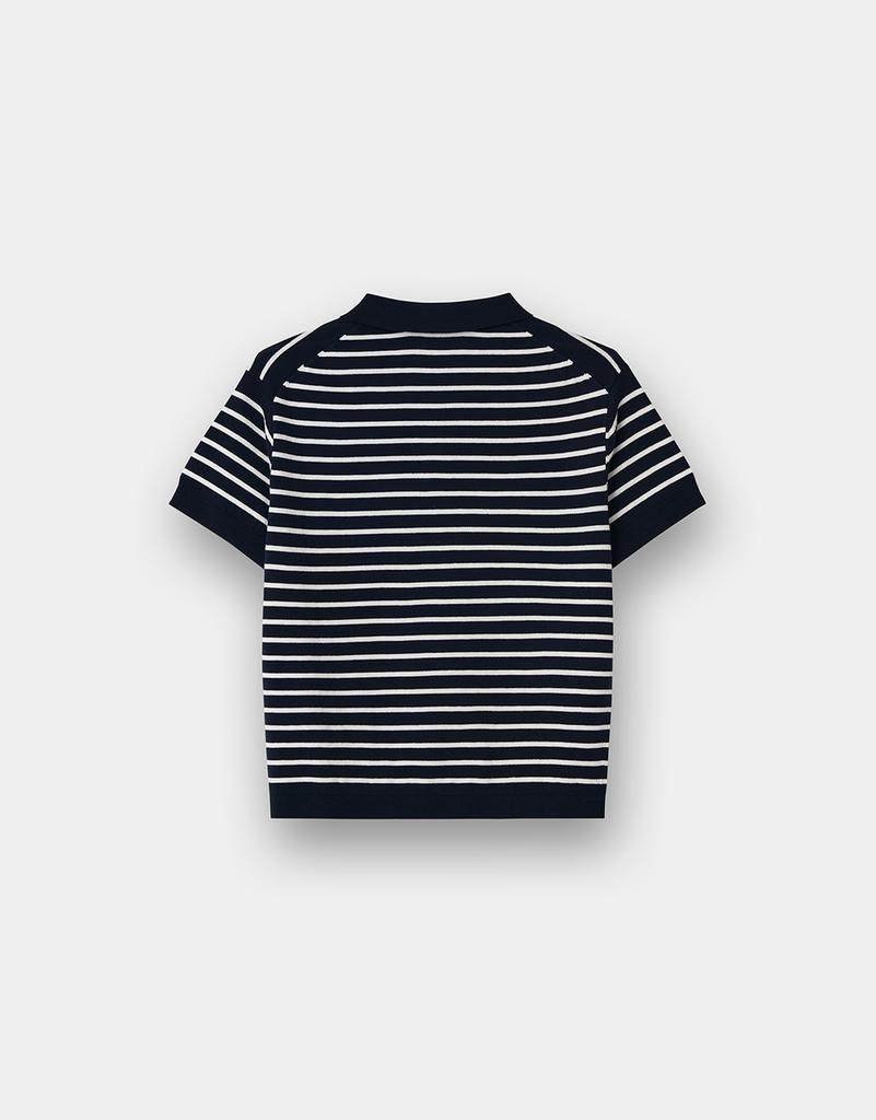 GIORDANO Striped Polo Neck Short Sleeve Knit (12Gg) 355902 [2Color]