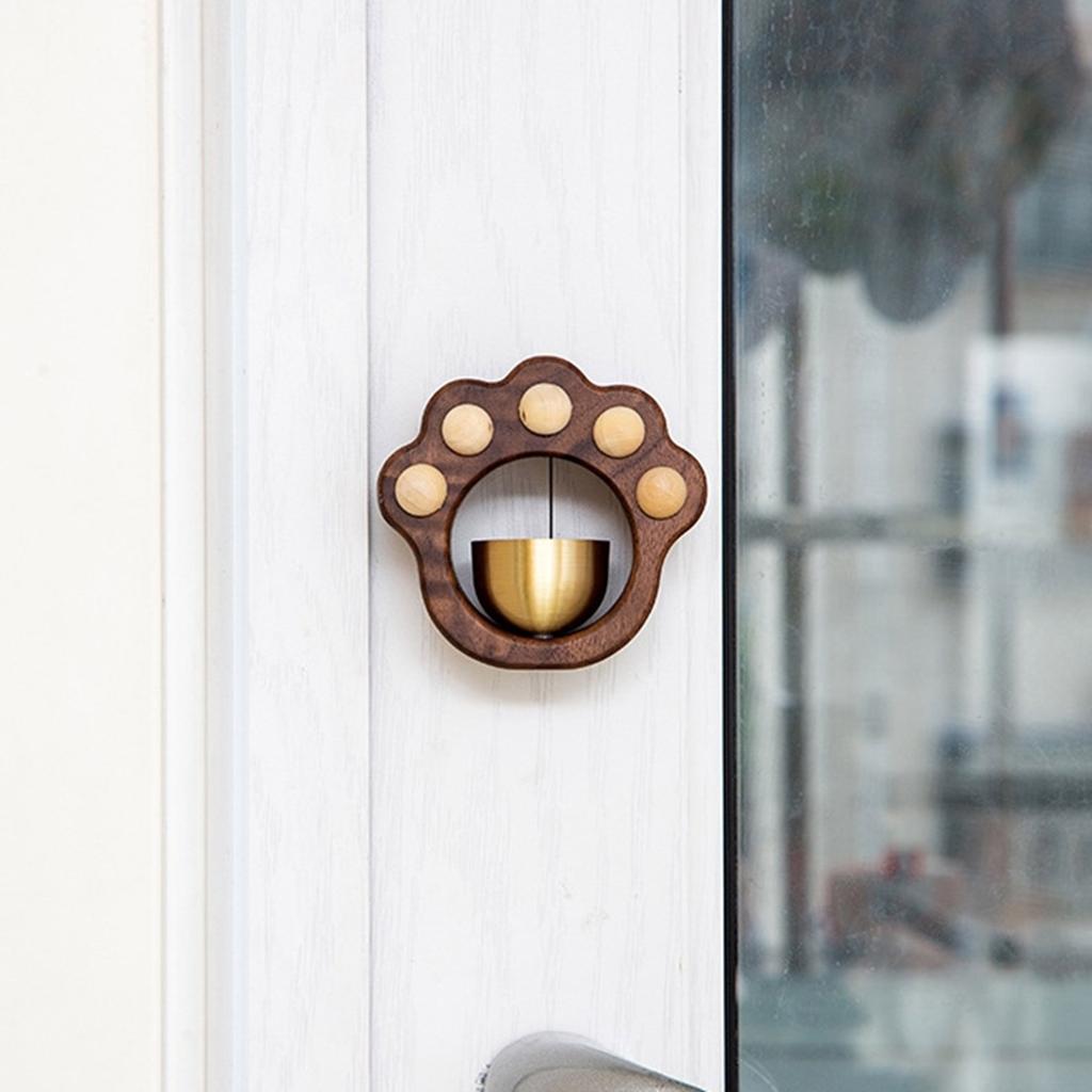 Paw Shaped Entering Bell Chimes Wood Shopkeeper Bell Outdoor Windchime Doorbell Shopkeeper Bell for Door Opening