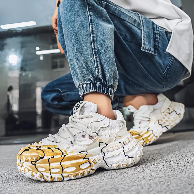 Four Season New Trend Fashionable Casual Style Sports Breathable Thick Sole High Rise Low Top Men's Shoes