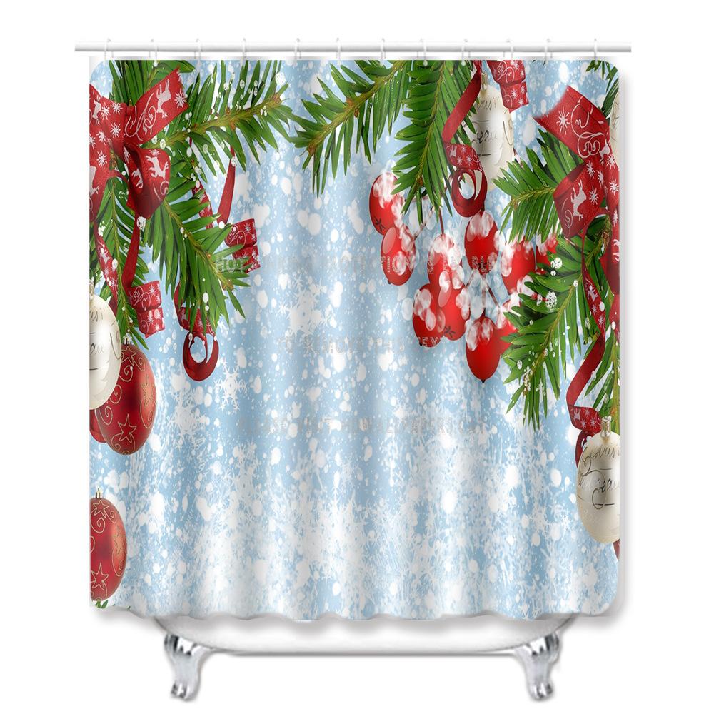 Christmas Bathroom Shower Curtain Four-Piece Floor Mat Toilet Non-Slip Door Mat Bedroom Living Room Absorbent Carpet
