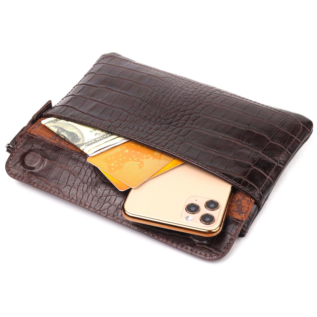 Clutch elegant pentru barbati din piele naturala texturata CANPELLINI 21547 Maro