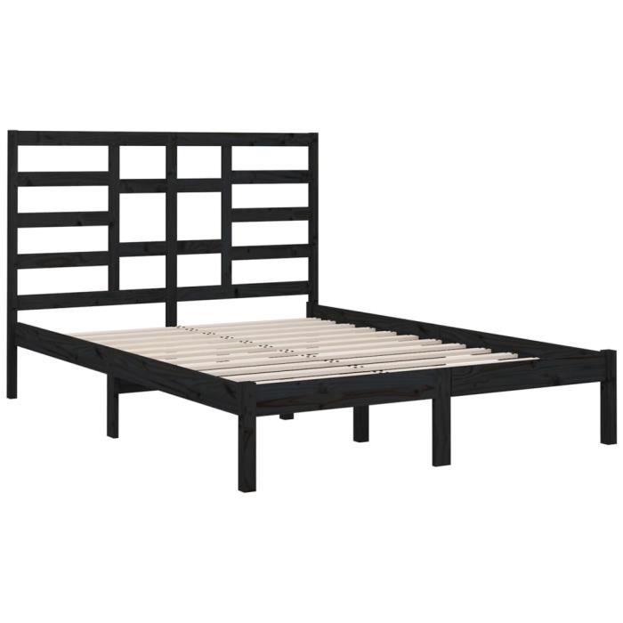 VidaXL Bed Frames Black Solid Wood 140x190 Cm 3105779