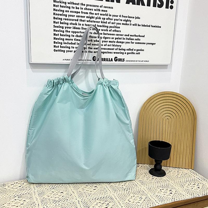 

Large Reusable Shopping Bag Portable Oxford Fabric Waterproof Drawstring Foldable Simple Organizer Storage Shopper Handbag світло-синій колір